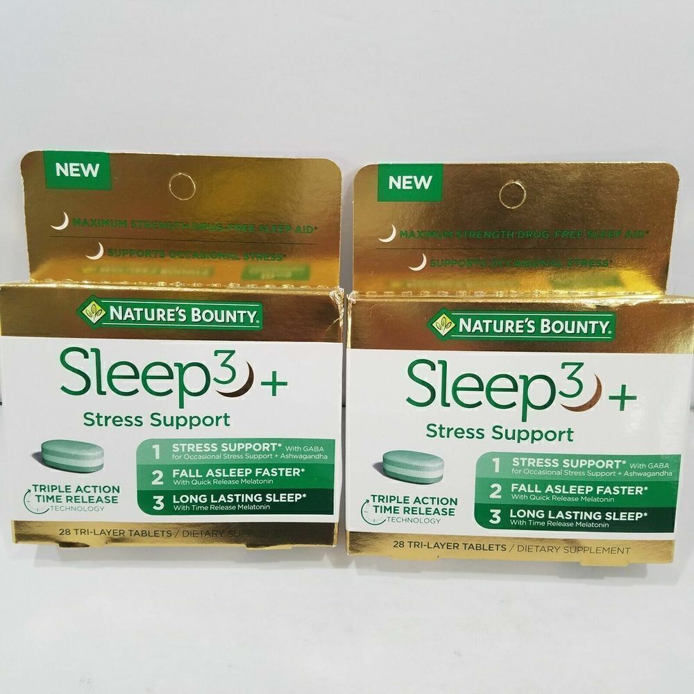 2 pack- Nature's Bounty Sleep3+ Stress Support 28Tablets ea. Exp 2/23 or better